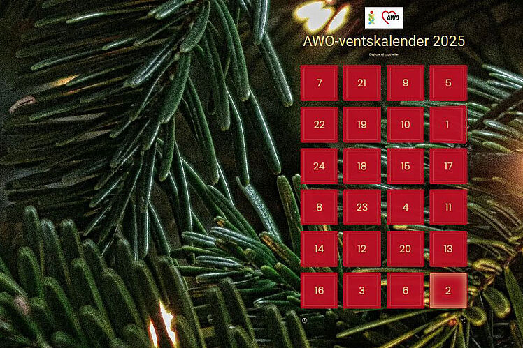 Screenshot der Startseite des AWO-ventskalenders