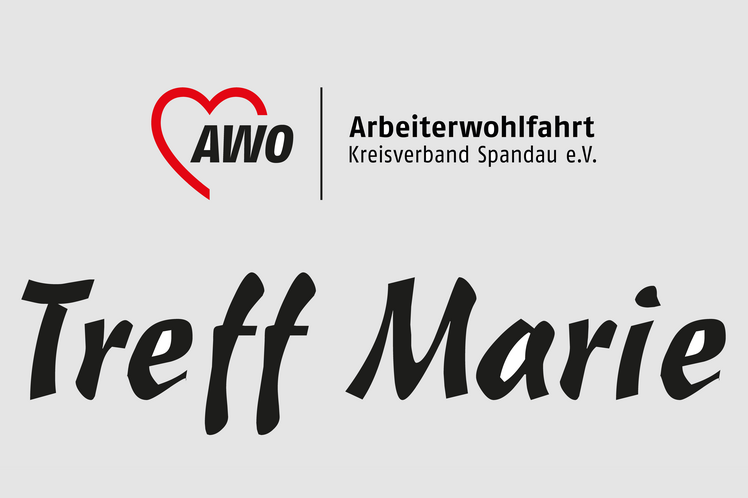 Logo der AWO Spandau, darunter der Schriftzug "Treff Marie"