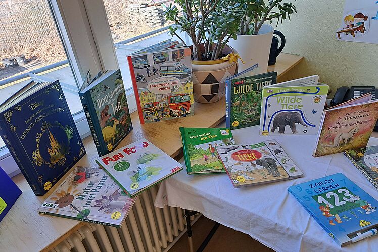 Nahaufnahme Büchertisch