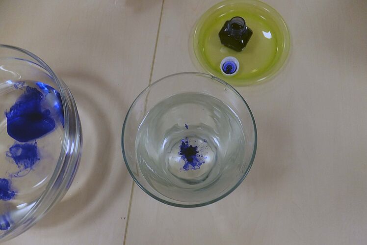 Farbexperiment Tinte im Wasser