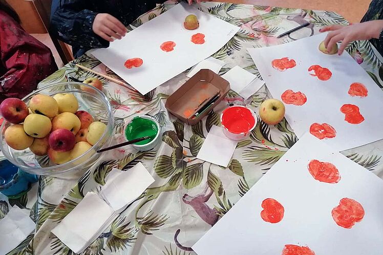Entstehung der Apfeldruck-Bilder